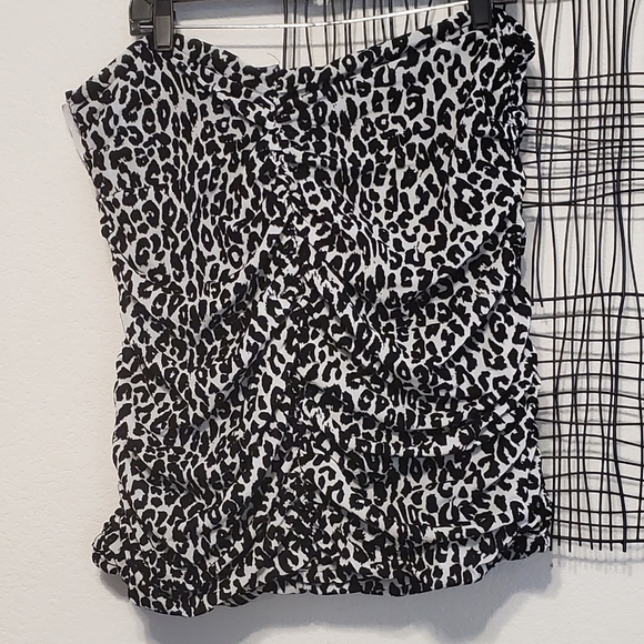 Rouched mini skirt 1x black and white cheetah print - Picture 6 of 9